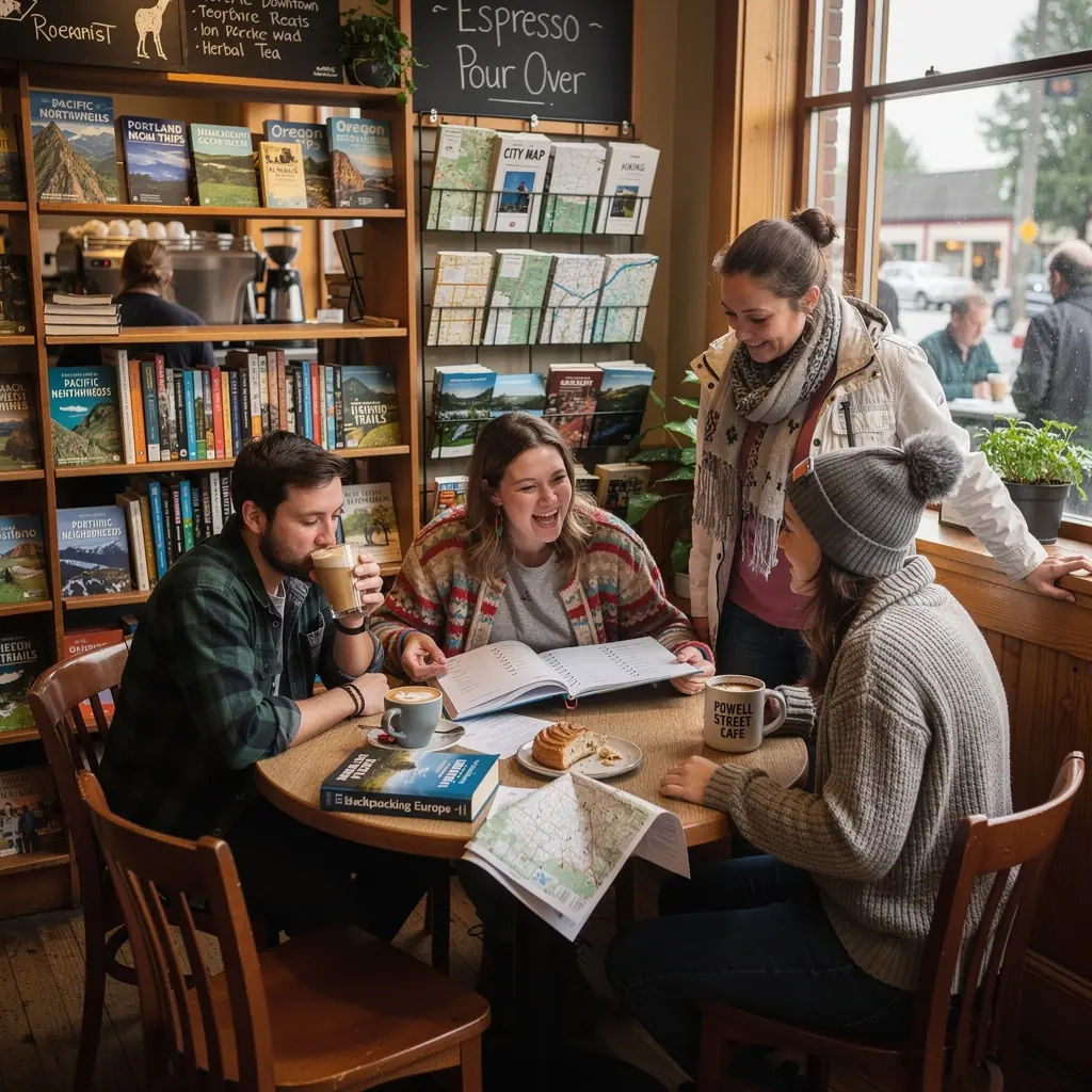 Grupa turystów cieszących się widokiem na góry z miejsca piknikowego.